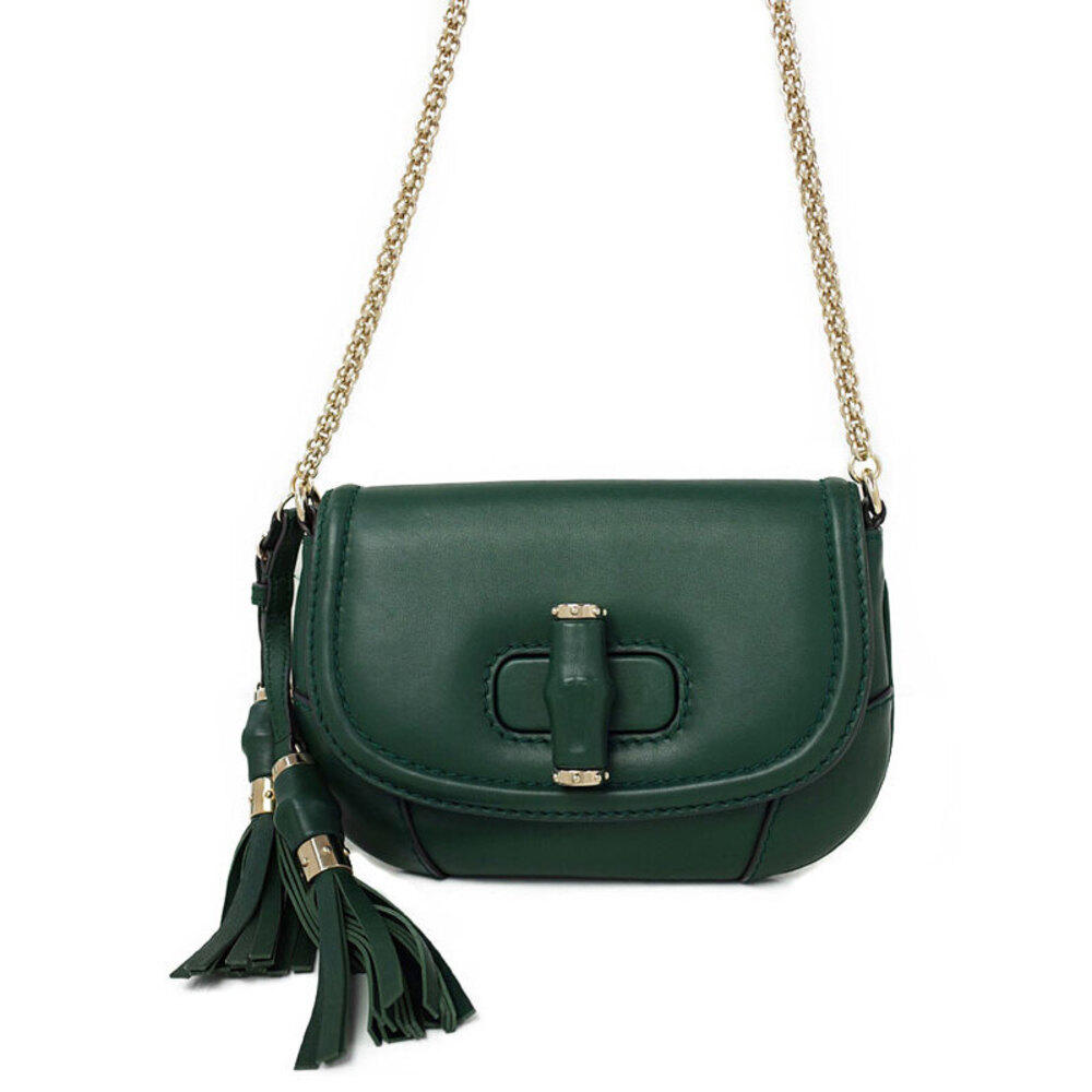 Gucci Chain Shoulder Bag Green Bamboo